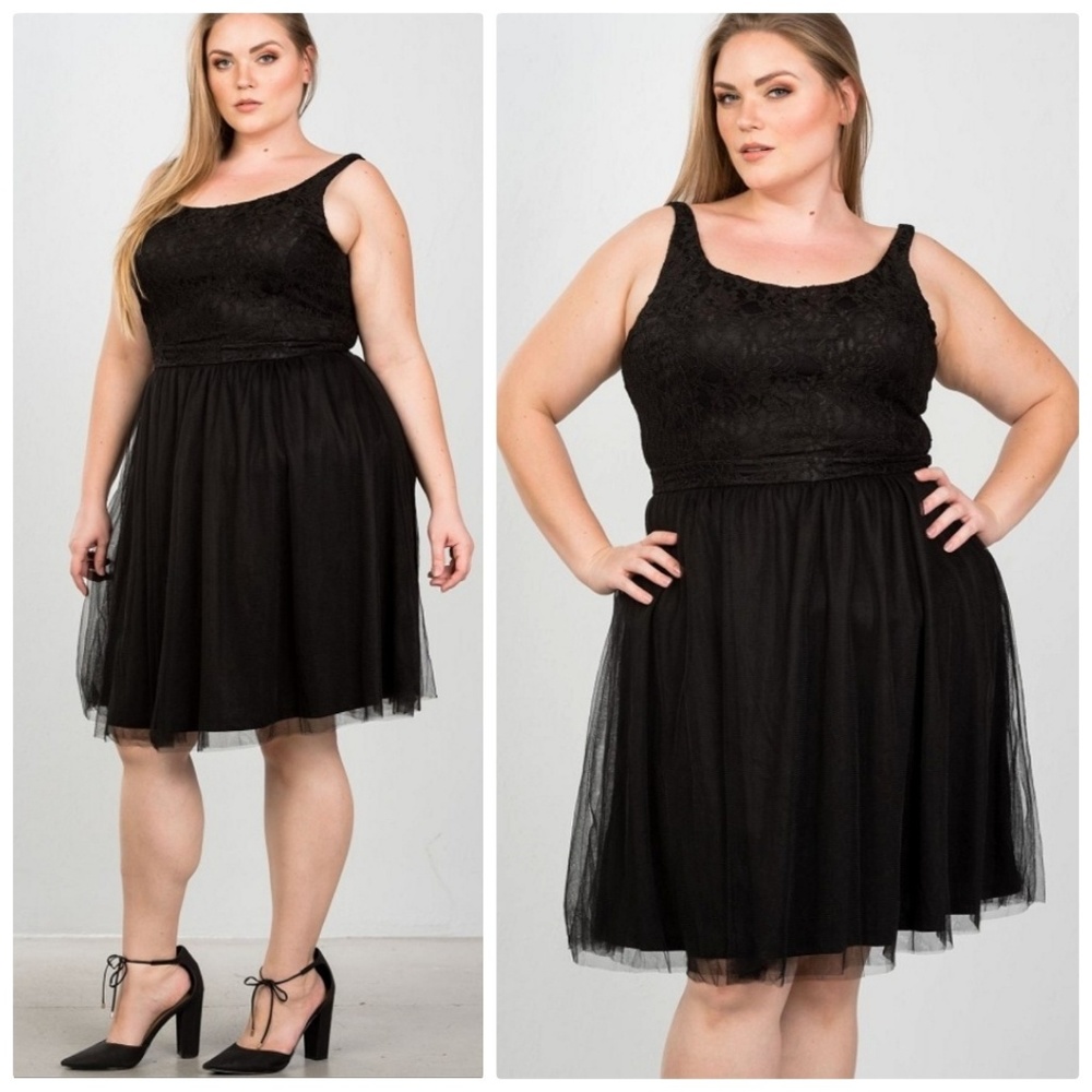 Black Lace & Tulle Mini Dress